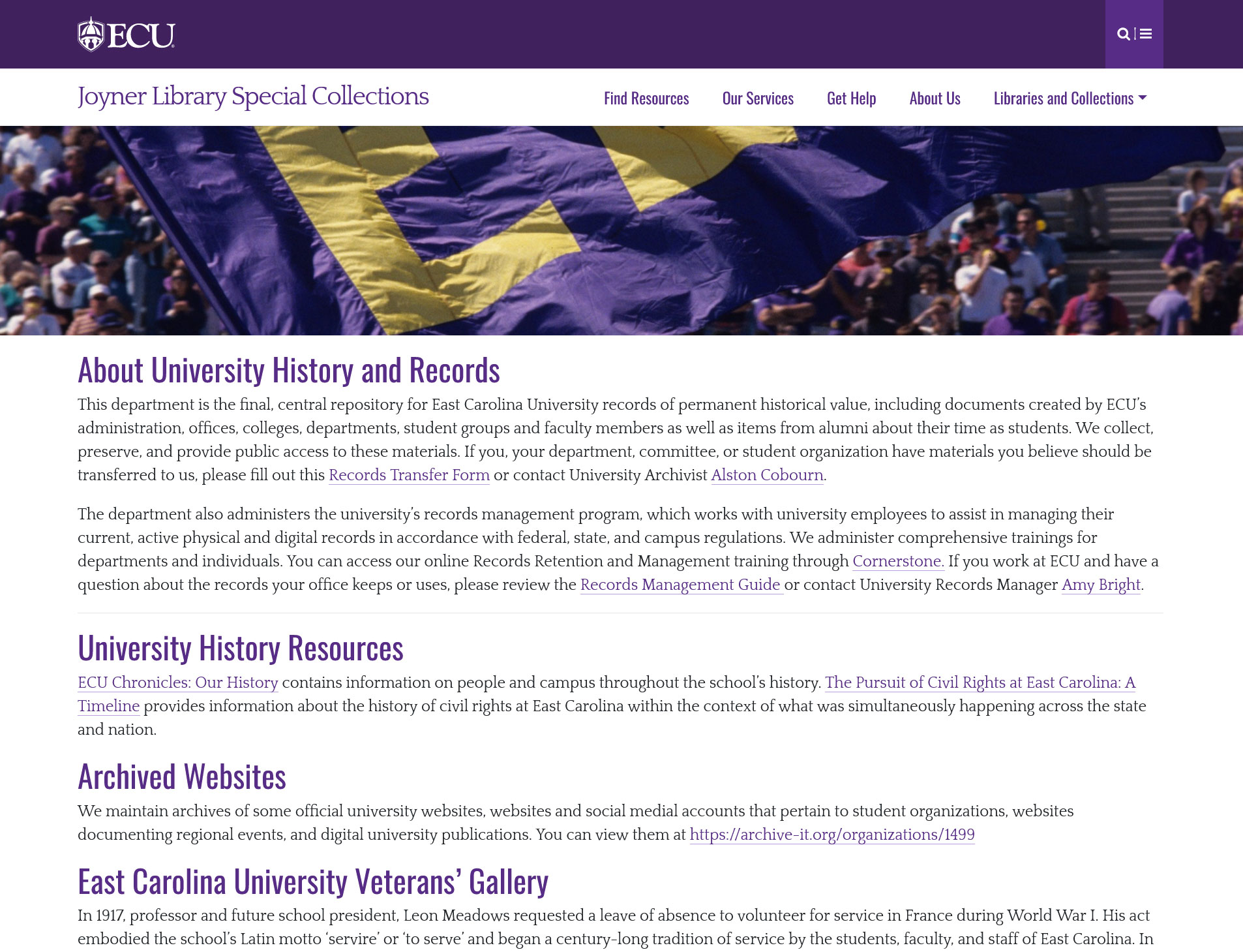 ECU University Archives Home Page