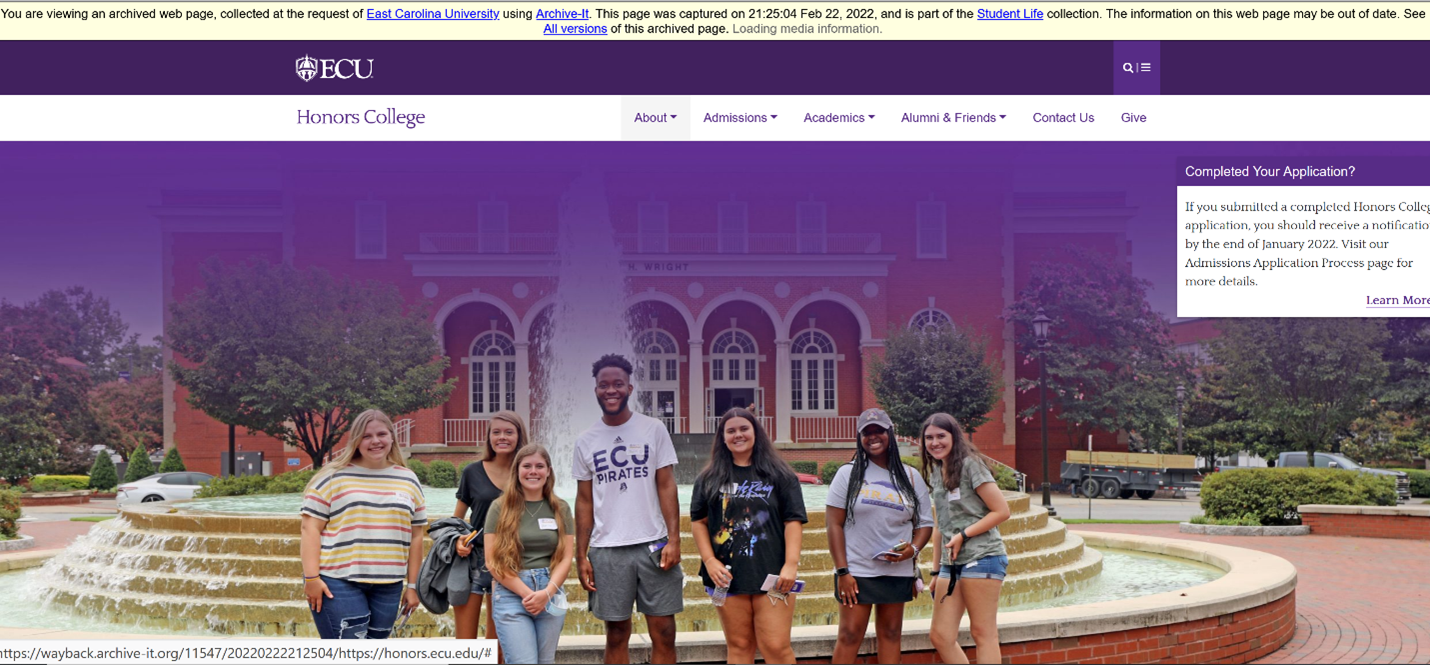 Archive-It Honors College Page