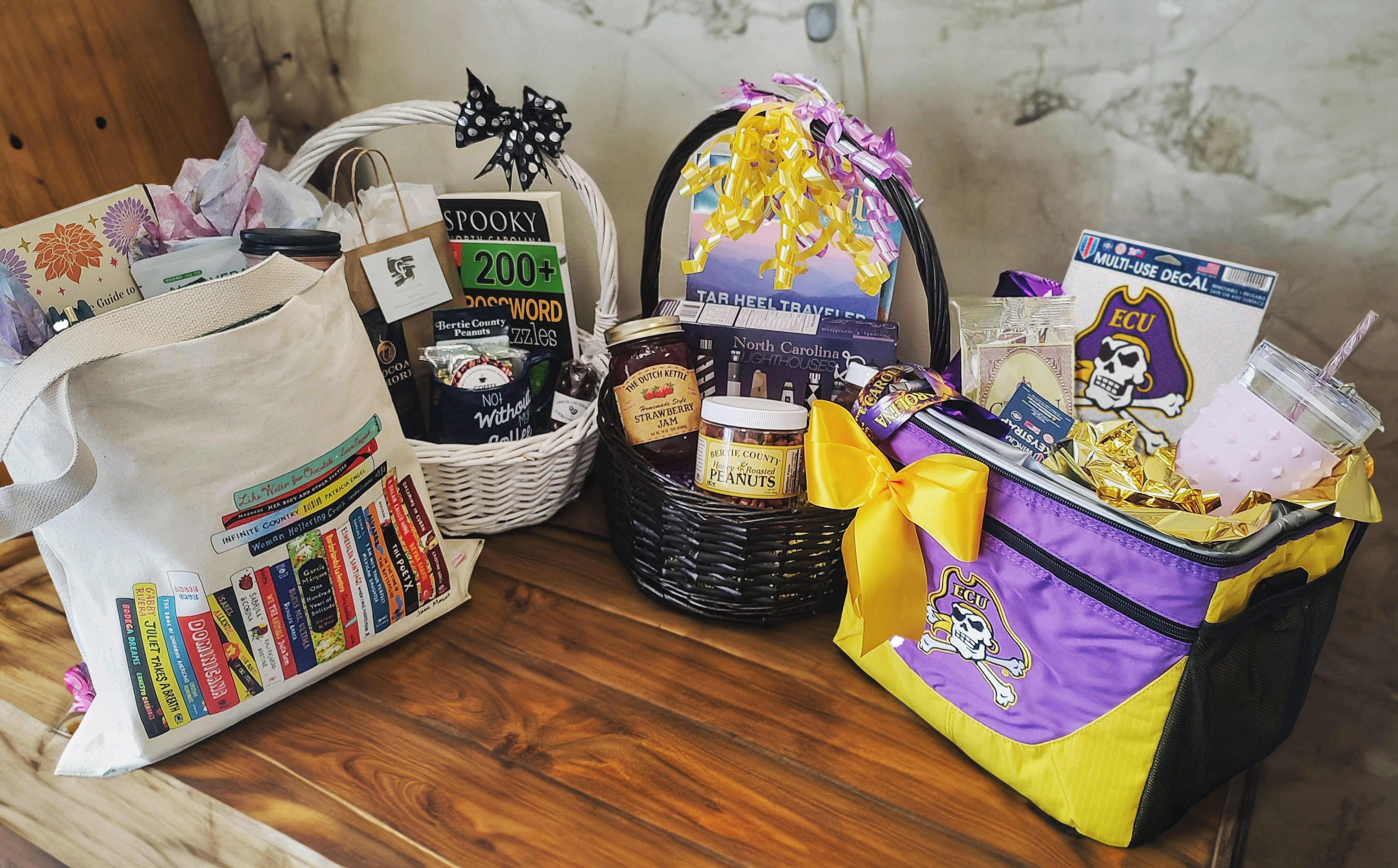 Photo of four gift baskets
